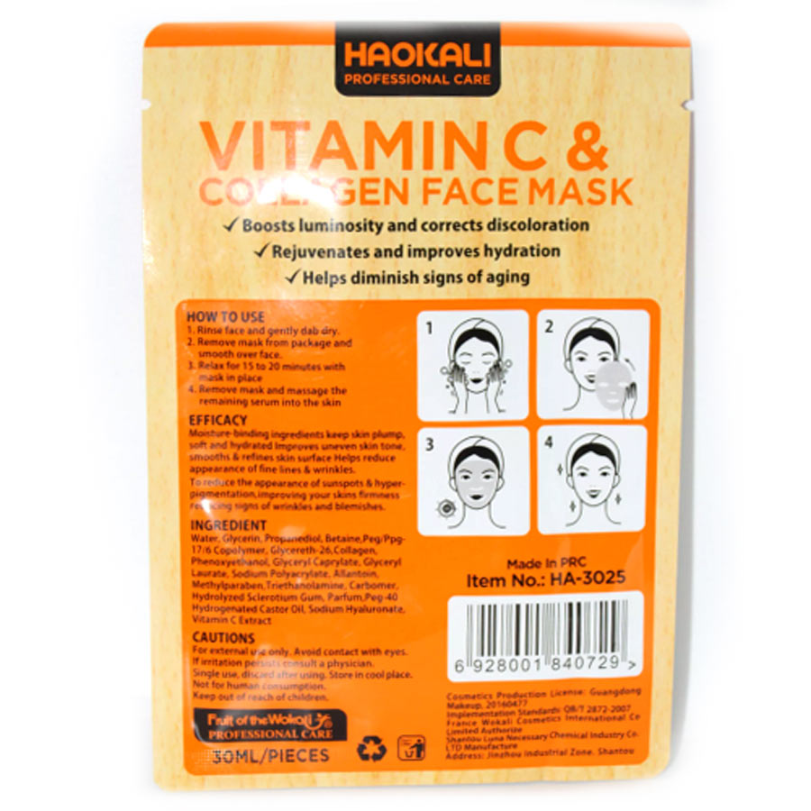 Fruit of the Wokali Vitamin C & Collagen Face Mask 10 τεμάχια 30ml