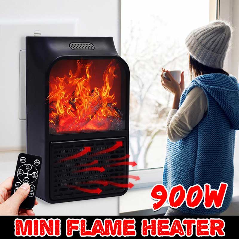 Mini κεραμικό αερόθερμο με εφέ φλόγας με τηλεχειριστήριο - Flame Heater 900W